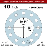 Equalseal EQ 504 Full Face Gasket - 1/8" Thick - 150 Lb - 10"