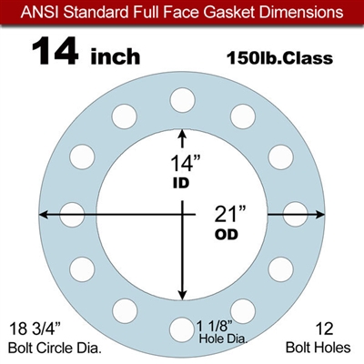 Equalseal EQ 504 Full Face Gasket - 1/8" Thick - 150 Lb - 14"