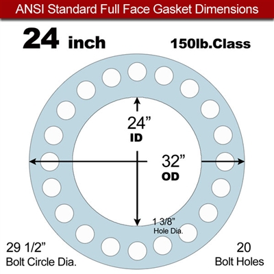 Equalseal EQ 504 Full Face Gasket - 1/8" Thick - 150 Lb - 24"