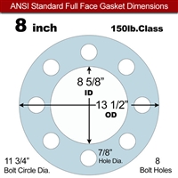 Equalseal EQ 504 Full Face Gasket - 1/8" Thick - 150 Lb - 8"