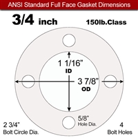 Equalseal EQ 510 Full Face Gasket - 1/16" Thick - 150 Lb - 3/4"