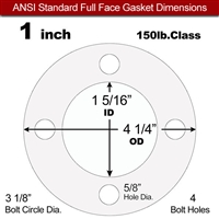 Equalseal EQ 510 Full Face Gasket - 1/16" Thick - 150 Lb - 1"