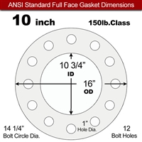 Equalseal EQ 510 Full Face Gasket - 1/16" Thick - 150 Lb - 10"