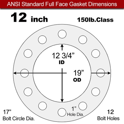 Equalseal EQ 510 Full Face Gasket - 1/16" Thick - 150 Lb - 12"