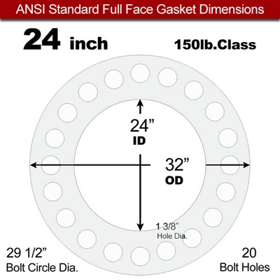 Equalseal EQ 510 Full Face Gasket - 1/16" Thick - 150 Lb - 24"