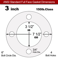 Equalseal EQ 510 Full Face Gasket - 1/16" Thick - 150 Lb - 3"