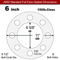 Equalseal EQ 510 Full Face Gasket - 1/16" Thick - 150 Lb - 6"