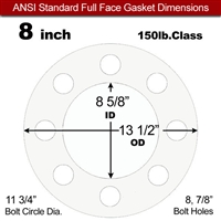 Equalseal EQ 510 Full Face Gasket - 1/16" Thick - 150 Lb - 8"