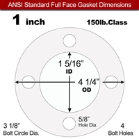 Equalseal EQ 510 Full Face Gasket - 1/8" Thick - 150 Lb - 1"