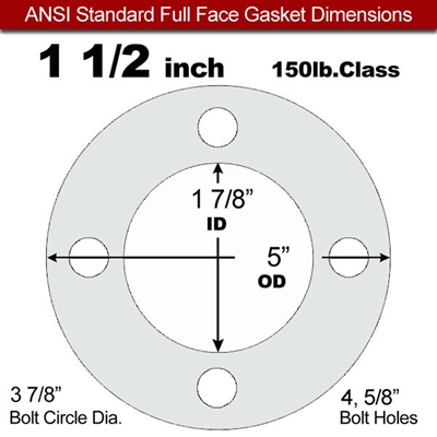 Equalseal EQ 510 Full Face Gasket - 1/8" Thick - 150 Lb - 1-1/2"