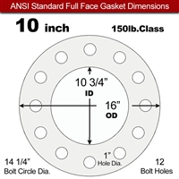 Equalseal EQ 510 Full Face Gasket - 1/8" Thick - 150 Lb - 10"