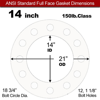 Equalseal EQ 510 Full Face Gasket - 1/8" Thick - 150 Lb - 14"
