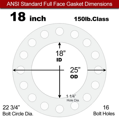 Equalseal EQ 510 Full Face Gasket - 1/8" Thick - 150 Lb - 18"