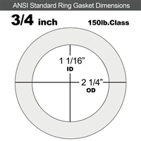 Equalseal EQ 510 Ring Gasket - 1/8" Thick - 150 Lb - 3/4"