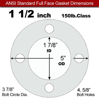 Equalseal EQ 535exp Full Face Gasket - 150 Lb. - 1/16" Thick - 1-1/2" Pipe