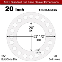 Equalseal EQ 535exp Full Face Gasket - 150 Lb. - 1/16" Thick - 20" Pipe