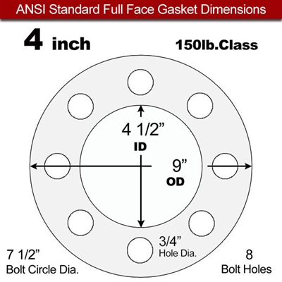 Equalseal EQ 535exp Full Face Gasket - 150 Lb. - 1/16" Thick - 4" Pipe