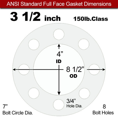 Equalseal EQ 535exp Full Face Gasket - 150 Lb. - 1/8" Thick - 3-1/2" Pipe