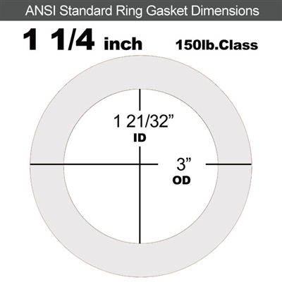 Equalseal EQ 535exp Ring Gasket - 150 Lb. - 1/16" Thick - 1-1/4" Pipe