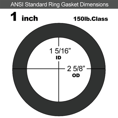 Equalseal EQ 706 Inorganic Fiber and NBR Ring Gasket - 150 Lb. - 1/16" Thick - 1" Pipe