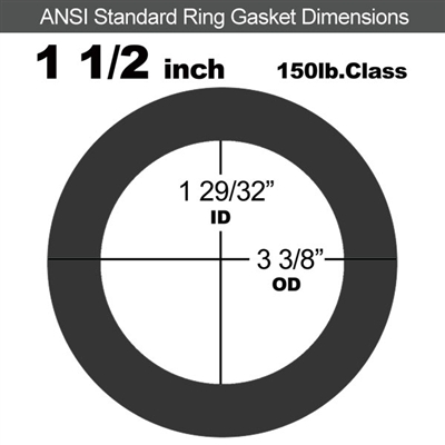 Equalseal EQ 706 Inorganic Fiber and NBR Ring Gasket - 150 Lb. - 1/8" Thick - 1-1/2" Pipe