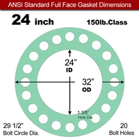 EQ 750G N/A NBR Full Face Gasket - 150 Lb. - 1/16" Thick - 24" Pipe