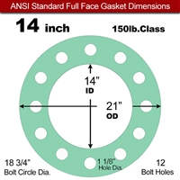 EQ 750G N/A NBR Full Face Gasket - 150 Lb. - 1/8" Thick - 14" Pipe