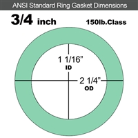 EQ 750G N/A NBR Ring Gasket - 150 Lb. - 1/8" Thick - 3/4" Pipe