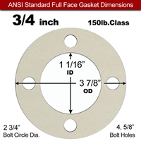 Equalseal EQ 750W N/A NBR Full Face Gasket  150 Lb. - 1/16" Thick - 3/4" Pipe