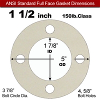Equalseal EQ 750W N/A NBR Full Face Gasket - 150 Lb. - 1/16" Thick - 1-1/2" Pipe