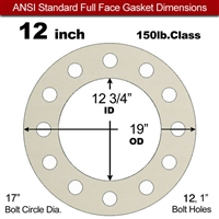 Equalseal EQ 750W N/A NBR Full Face Gasket - 150 Lb. - 1/16" Thick - 12" Pipe