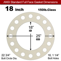 Equalseal EQ 750W N/A NBR Full Face Gasket - 150 Lb. - 1/16" Thick - 18" Pipe