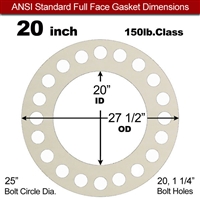 Equalseal EQ 750W N/A NBR Full Face Gasket - 150 Lb. - 1/16" Thick - 20" Pipe