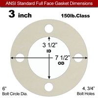Equalseal EQ 750W N/A NBR Full Face Gasket - 150 Lb. - 1/16" Thick - 3" Pipe