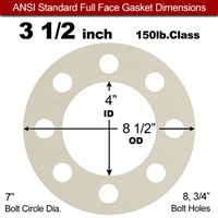 Equalseal EQ 750W N/A NBR Full Face Gasket - 150 Lb. - 1/16" Thick - 3-1/2" Pipe