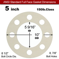 Equalseal EQ 750W N/A NBR Full Face Gasket - 150 Lb. - 1/16" Thick - 5" Pipe
