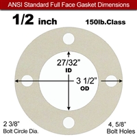 Equalseal EQ 750W N/A NBR Full Face Gasket - 150 Lb. - 1/8" Thick - 1/2" Pipe