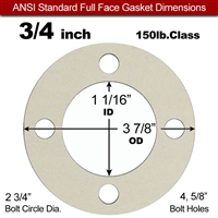 Equalseal EQ 750W N/A NBR Full Face Gasket - 150 Lb. - 1/8" Thick - 3/4" Pipe