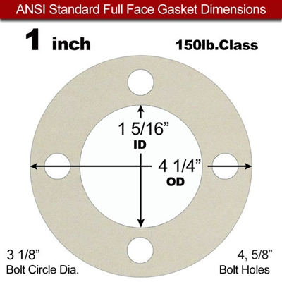 Equalseal EQ 750W N/A NBR Full Face Gasket - 150 Lb. - 1/8" Thick - 1" Pipe