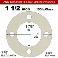 Equalseal EQ 750W N/A NBR Full Face Gasket - 150 Lb. - 1/8" Thick - 1-1/2" Pipe