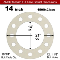 Equalseal EQ 750W N/A NBR Full Face Gasket - 150 Lb. - 1/8" Thick - 14" Pipe