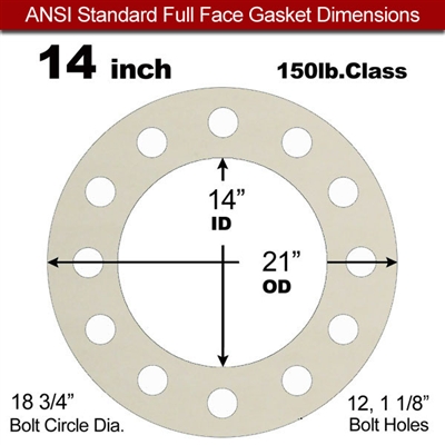 Equalseal EQ 750W N/A NBR Full Face Gasket - 150 Lb. - 1/8" Thick - 14" Pipe