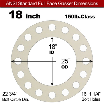 Equalseal EQ 750W N/A NBR Full Face Gasket - 150 Lb. - 1/8" Thick - 18" Pipe