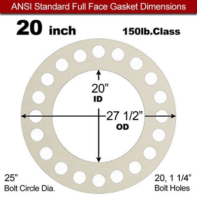 Equalseal EQ 750W N/A NBR Full Face Gasket - 150 Lb. - 1/8" Thick - 20" Pipe