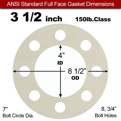 Equalseal EQ 750W N/A NBR Full Face Gasket - 150 Lb. - 1/8" Thick - 3-1/2" Pipe