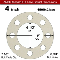 Equalseal EQ 750W N/A NBR Full Face Gasket - 150 Lb. - 1/8" Thick - 4" Pipe