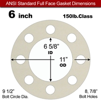 Equalseal EQ 750W N/A NBR Full Face Gasket - 150 Lb. - 1/8" Thick - 6" Pipe