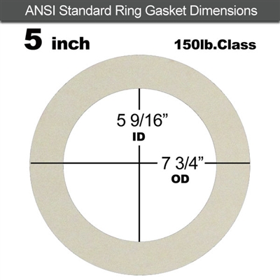 Equalseal EQ 750W N/A NBR Ring Gasket - 150 Lb. - 1/16" Thick - 5" Pipe