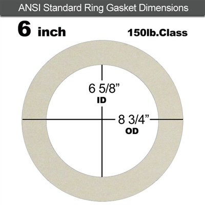 Equalseal EQ 750W N/A NBR Ring Gasket - 150 Lb. - 1/16" Thick - 6" Pipe