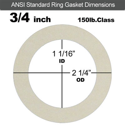 Equalseal EQ 750W N/A NBR Ring Gasket - 150 Lb. - 1/8" Thick - 3/4" Pipe